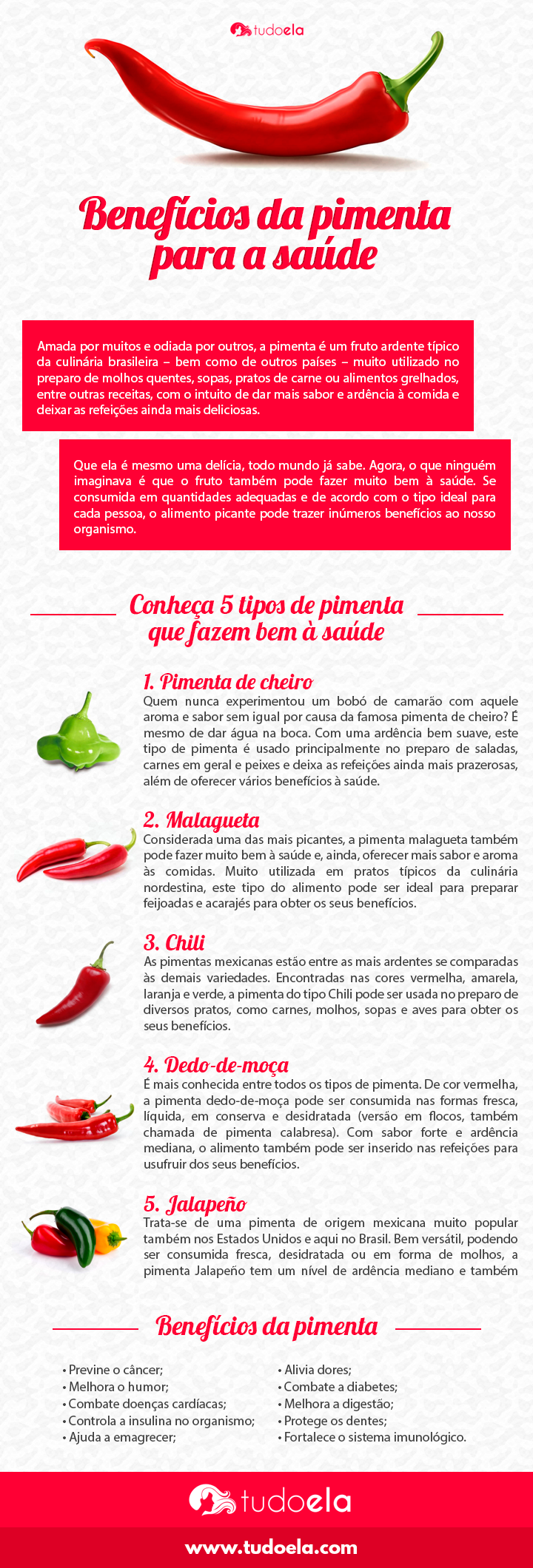 Benefícios da pimenta para a saúde infográfico