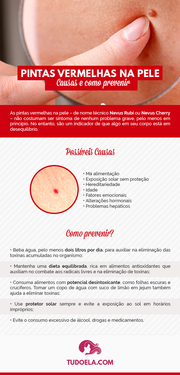 Pintas vermelhas na pele: causas e tratamento [infográfico]