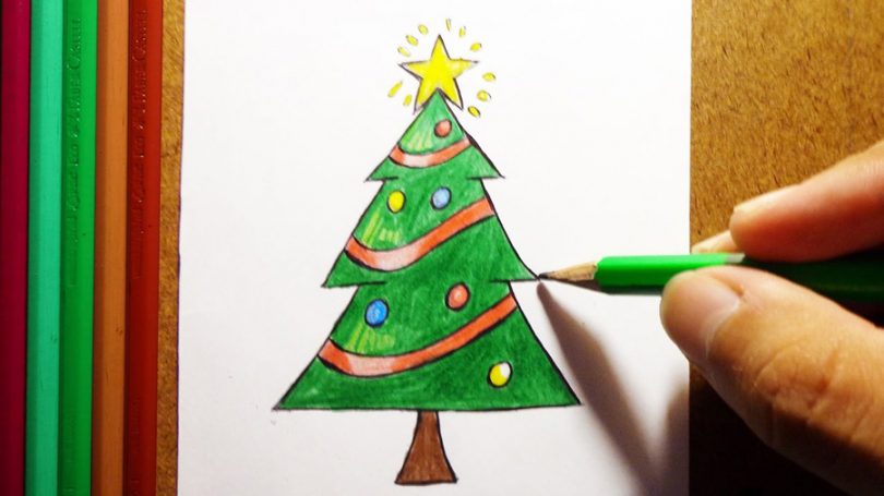 COMO DESENHAR UMA ÁRVORE DE NATAL 